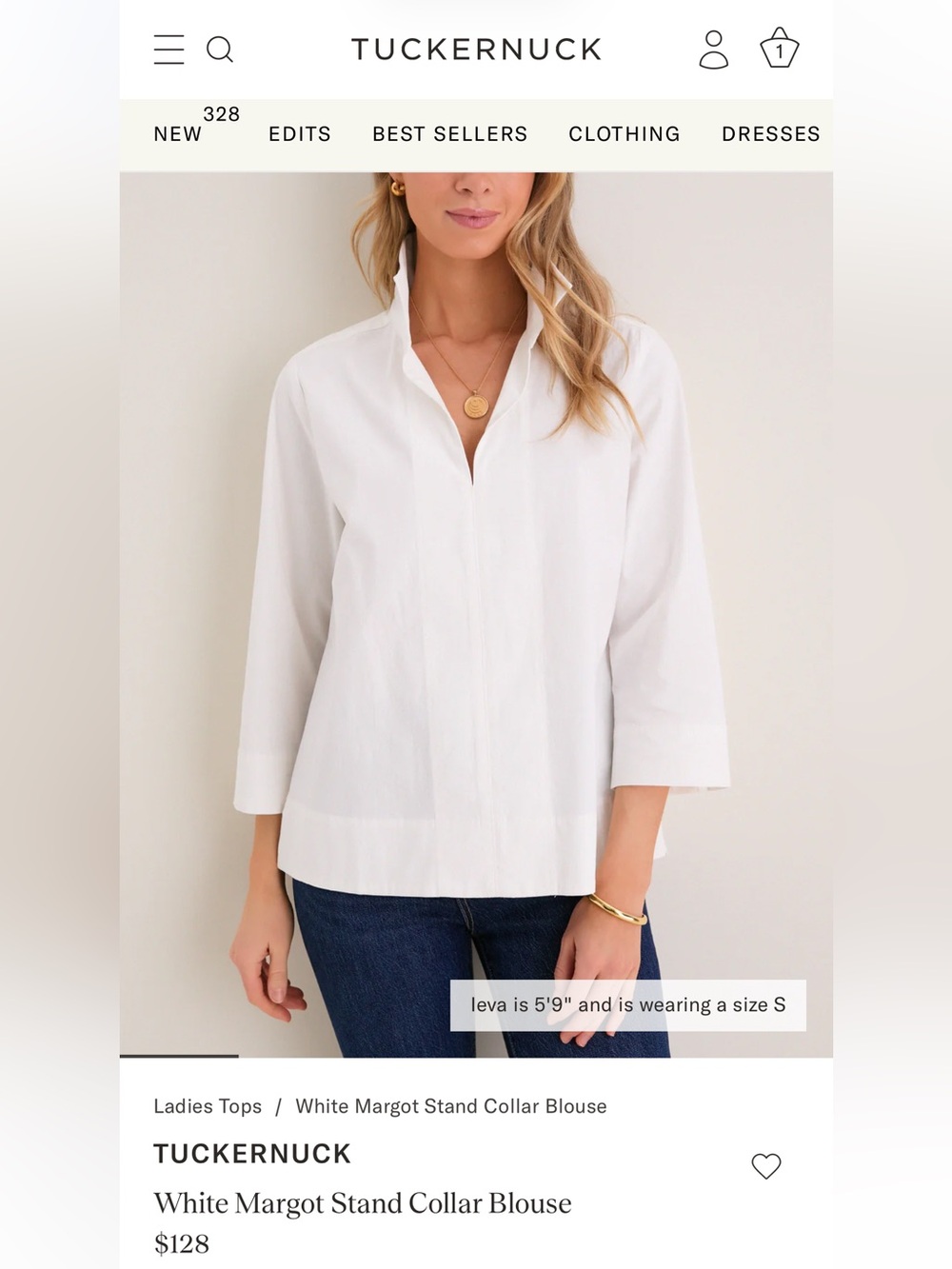 Tuckernuck White Margot Stand Collar Blouse